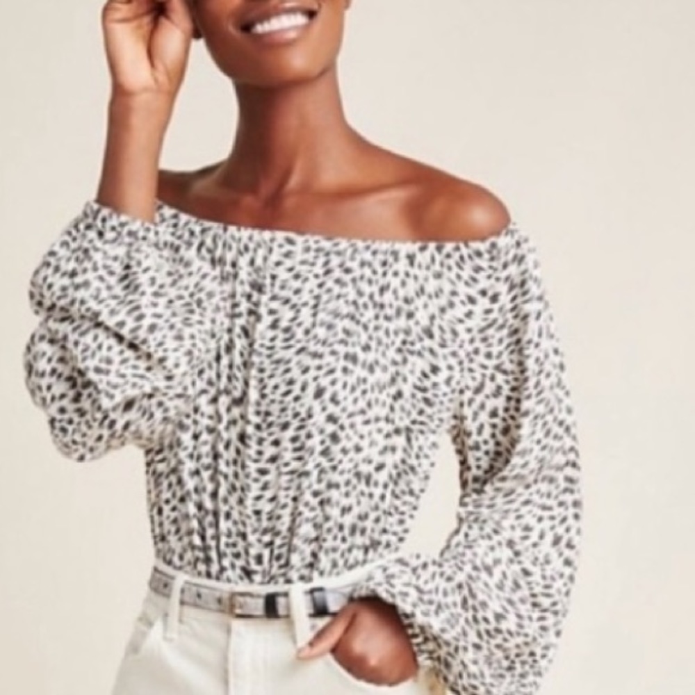 Anthropologie leopard off the shoulder top